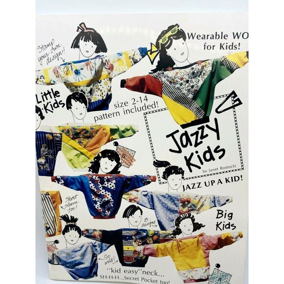 1992 Jazzy Kids Pattern Book by Janet Rostocki Wearable Kids Patterns Vintage - Picture 1 of 4